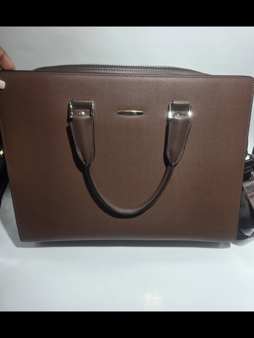 Bostanten Leather Laptop Briefcase Brown Business Bag Mens Womens Shoulder Strap